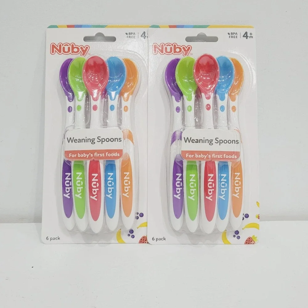 Nuby‎ BPA-Free Baby Weaning Spoons 12pk – Long Handle, Colorful, Easy Hold
